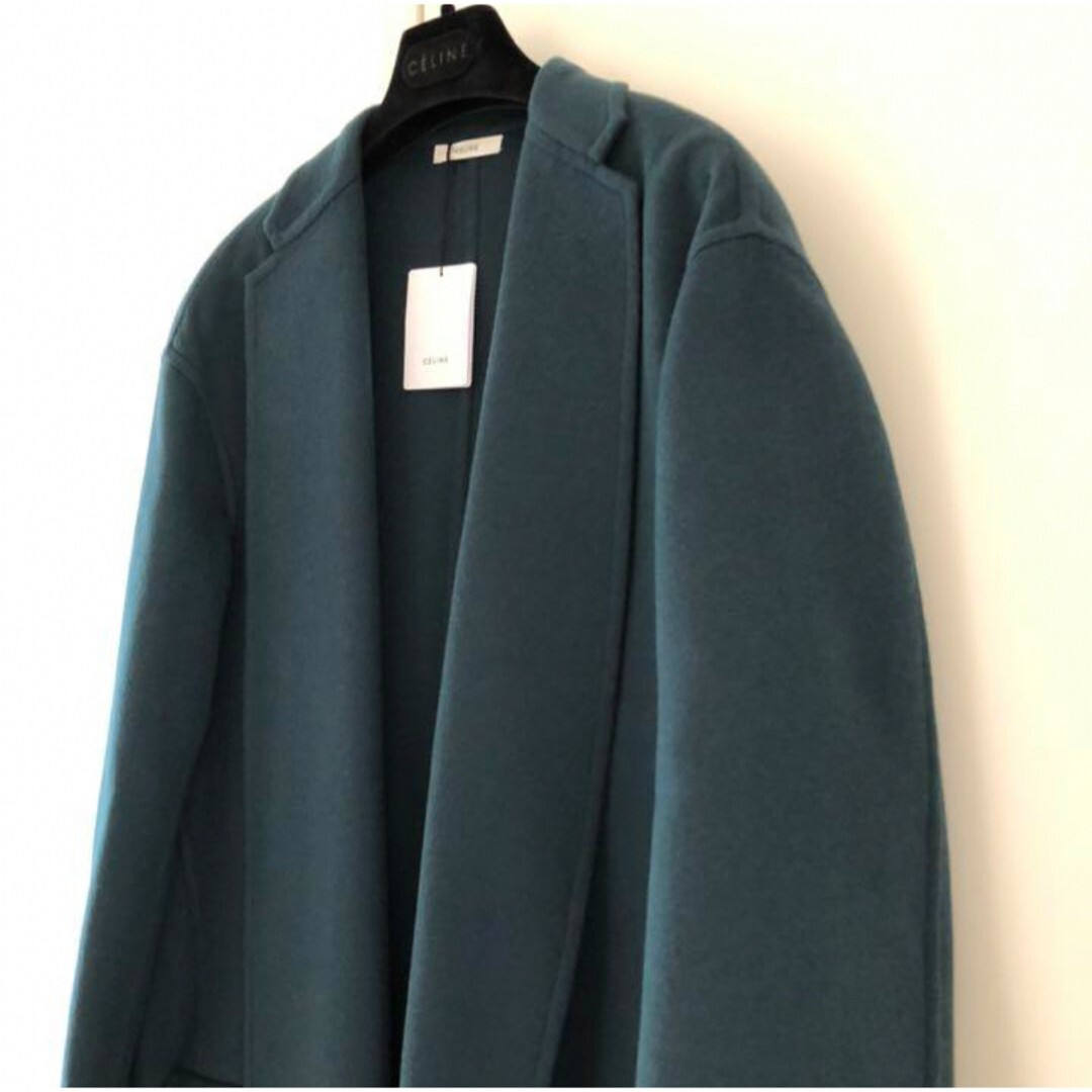 CELINE Cashmere Egg Crombie Coat Navy Phoebe Size 42