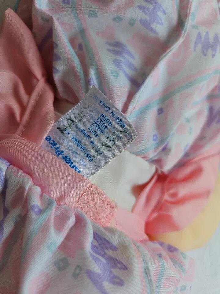 1992 Fisher Price Puffalumps Pretty Hair Doll Baby Blonde Braids Blue Eyes Pink - Image 4 of 4