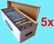 5 BCW CARDBOARD MEDIA STORAGE BOXES with LID stackable dvd video game manga cd