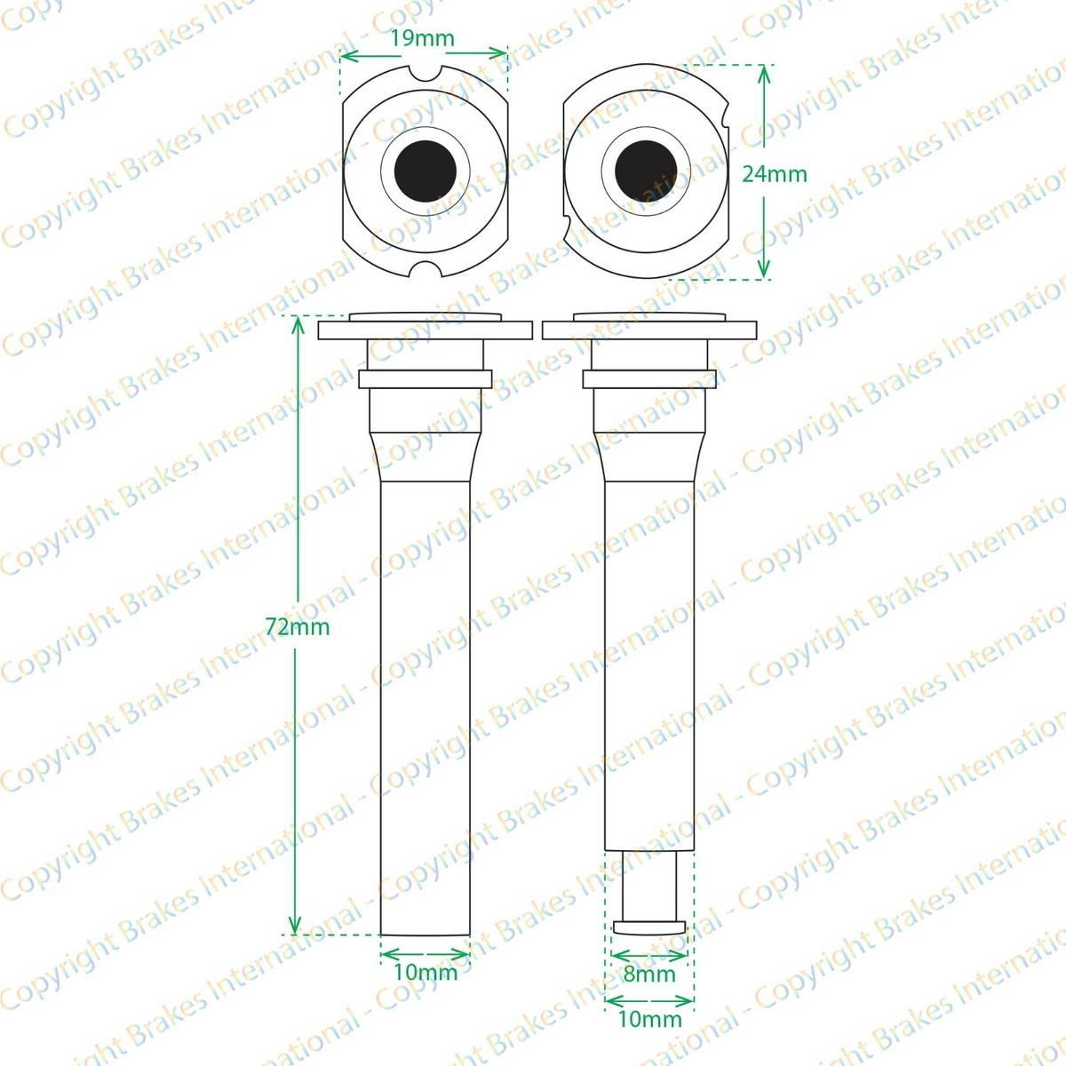 FRONT CALIPER SLIDER PIN KIT FIT: SUBARU FORESTER SF5 SG 98-08