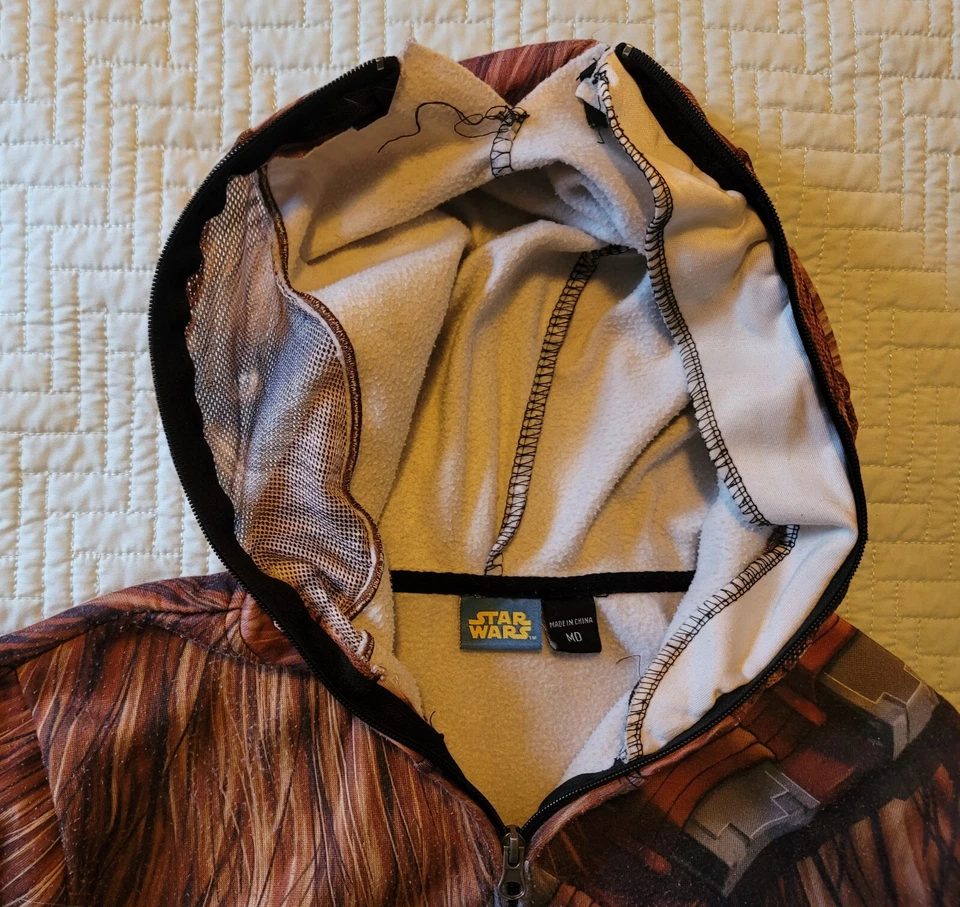 Star Wars Chewbacca Brown Long Sleeve Hooded Halloween Costume/ Boys Med. Fleece - Image 4 of 4