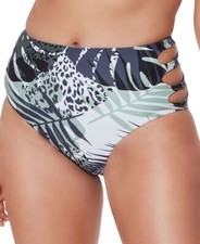 Bar III Womens Tropical-Print Cutout High Waist Bikini Bottoms Size Small NWT