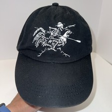 ESPOLON TEQUILA Black Hat Cap Skelton Riding a Chicken in White on Front
