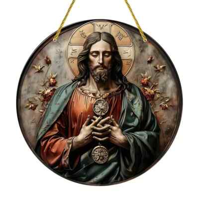 UNSER HERR JESUS CHRISTUS 20cm 2D ACRYL DOPPELSEITIGE FENSTERBEHANG PLAKETTE NICHT 3D