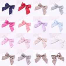 Girls Long Tail Bow Hairpins Cotton Linen Barrettes Alligator Hair Clip Birthday