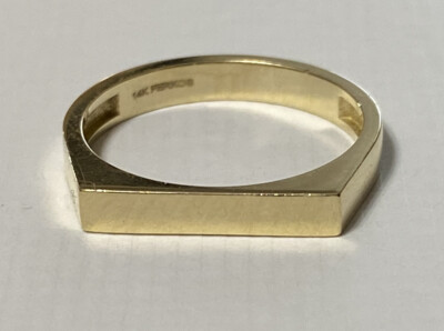 Unique Designer 14K Solid Gold Flat Rectangular Style Ring Sz 5.5