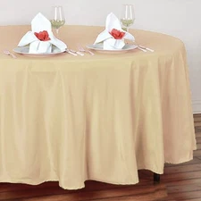 5 Beige 108" ROUND POLYESTER TABLECLOTHS Wedding Party Affordable Tabletop SALE