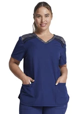 Navy & Black Dickies Scrubs Dynamix V Neck Top DK740 NAVBLK