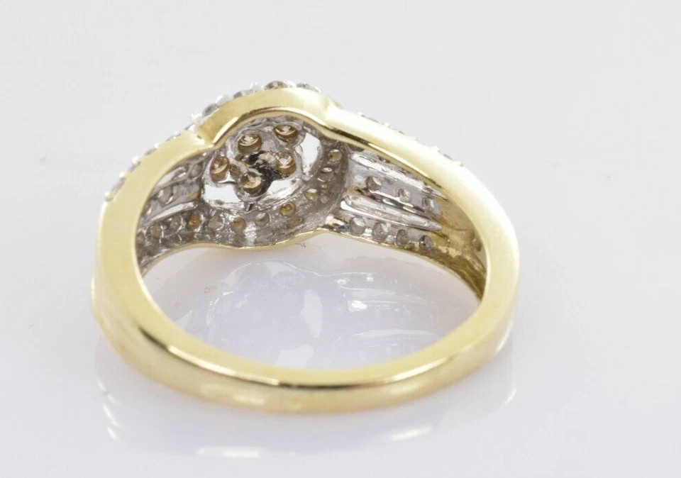 Pave Diamond Cluster Ring Cognac Center in 10k Yellow Gold .78 Carats Size 7 - Image 4 of 4