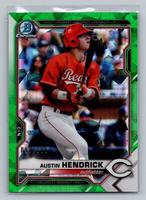 Austin Hendrick 2021 Bowman Chrome Sapphire Green Refractor 093/125 BCP-55 Reds