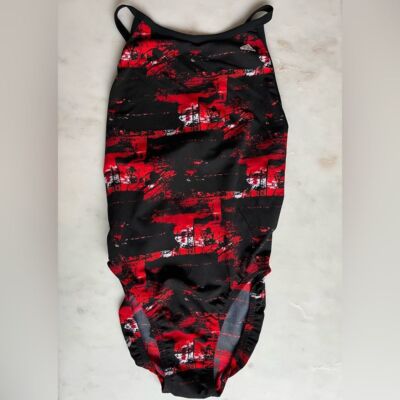 Adidas Vortex One Piece Swimsuit Black Red UPF 50 size 38