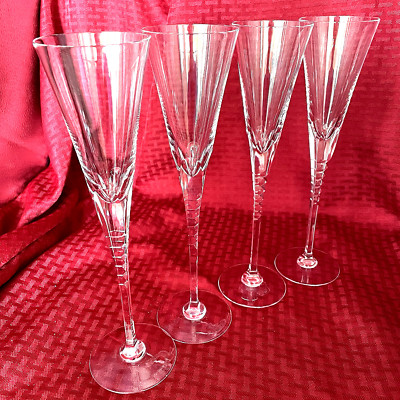 MIKASA ''PALACE RING'' PATTERN CHAMPAGNE FLUTES SET OF 4- 2 SETS AVAIL