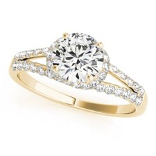 1.35 Ct Round Cut Lab Created Diamond Engagement Wedding Ring 14k Yellow Gold B