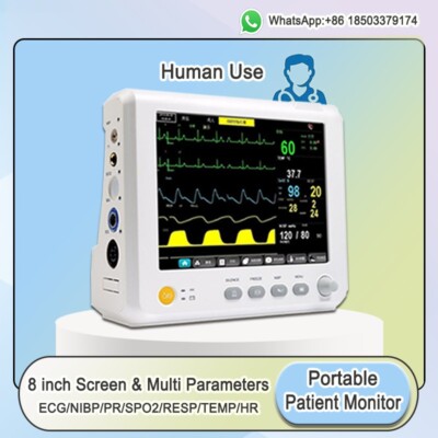 8 inch portable vital signs monitor Multi- parameter ECG/NIBP/PR/SPO2/RESP/TEMP