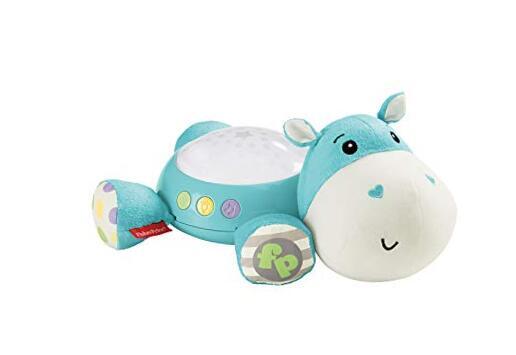 Hippo Projection Soother, Plush Nursery Sound Machine with Lights, Music Blue
