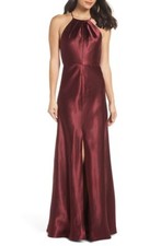 Jenny Yoo Cameron Halter Neck Satin Back Gown, Size 8