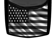 Wavy Vibrant Grayscale American USA Flag Hood Wrap Vinyl Car Truck Graphic Decal