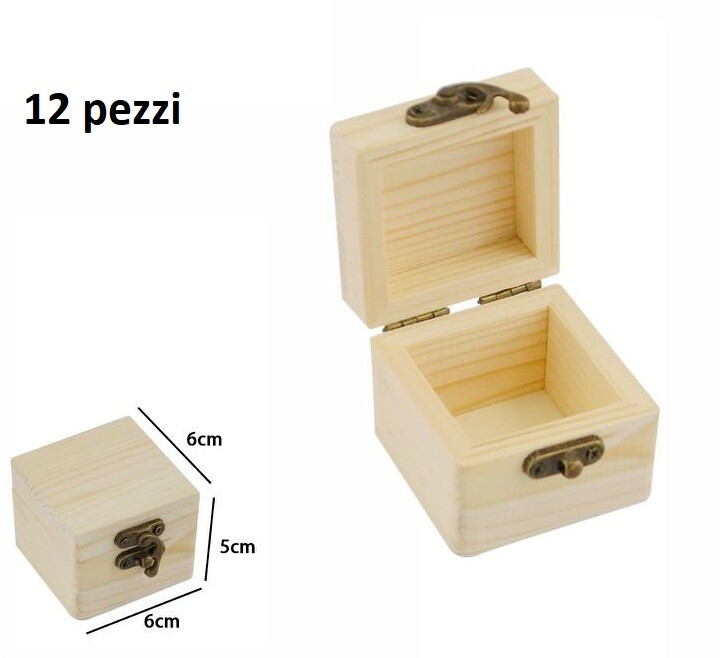 Set De 12 Cajas De Madera Para Joyas Caja Cofre Cuadrada 74001A DFH