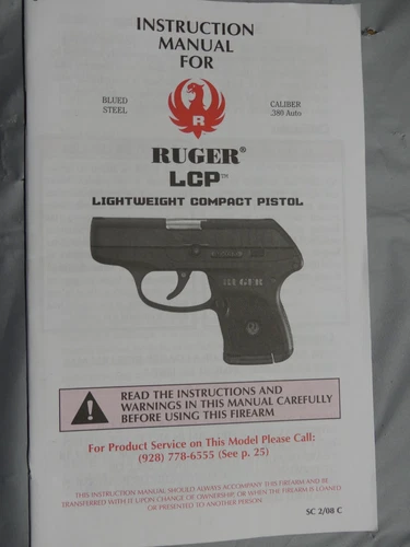 Ruger LCP Instruction Book Manual