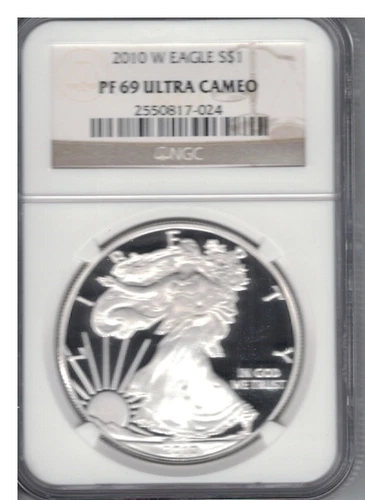 2010 W 1 OZ SILVER EAGLE  NGC PF69 ULTRA CAMEO BROWN LABEL