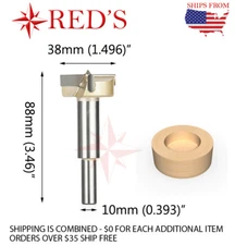 Tideway Carbide PRO LC171901038 38 mm Dia Hinge Boring forstner router bit