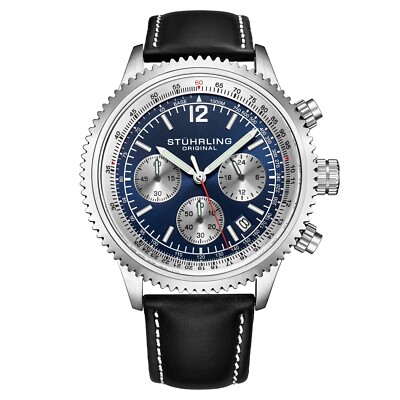 Stuhrling Monaco 4015 44mm Men's VD53 Japanese Quartz Chronograph Tachymeter