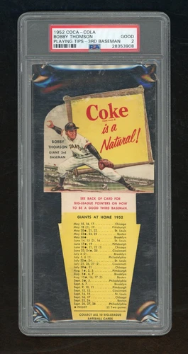 1952 Coca Cola Playing Tips Bobby Thomson (3rd Baseman) PSA 2