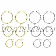 Women's Twisted Big Round Circle Hoop Huggie Drop Dangle Earings 6pcs Gift Set