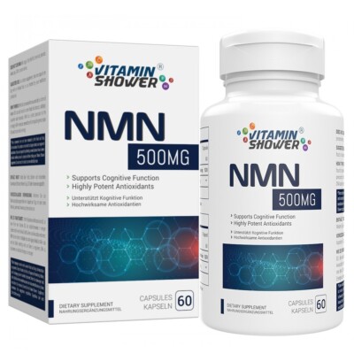 suplemento Anti-Aging NAD+ Booster 500MG Vitamin Shower  Energía 60 Caps
