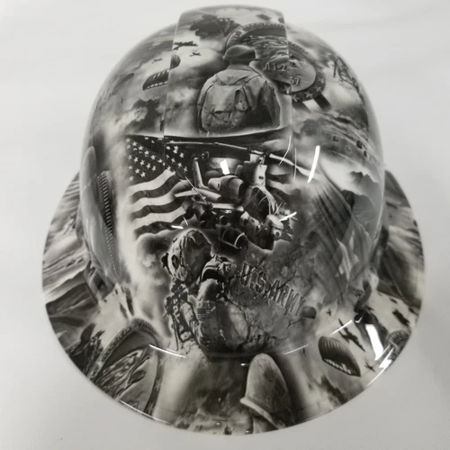 NEW FULL BRIM Hard Hat custom hydro dipped MILITARY TRIBUTE SALUTE TO THE BRAVE