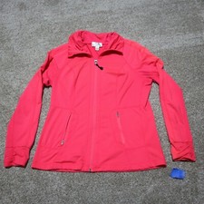 Fleece Zip Jacket Neon Tangerine Pink Women's Size S Small