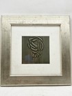 VINTAGE EMBOSSED METAL ART FRAME ROSE FLOWER MODERNIST DESIGN