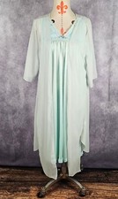 VTG 80s ShadowLine 2Pcs Set Women L Lingerie Dress Night Gown Pegnoir Robe EUC
