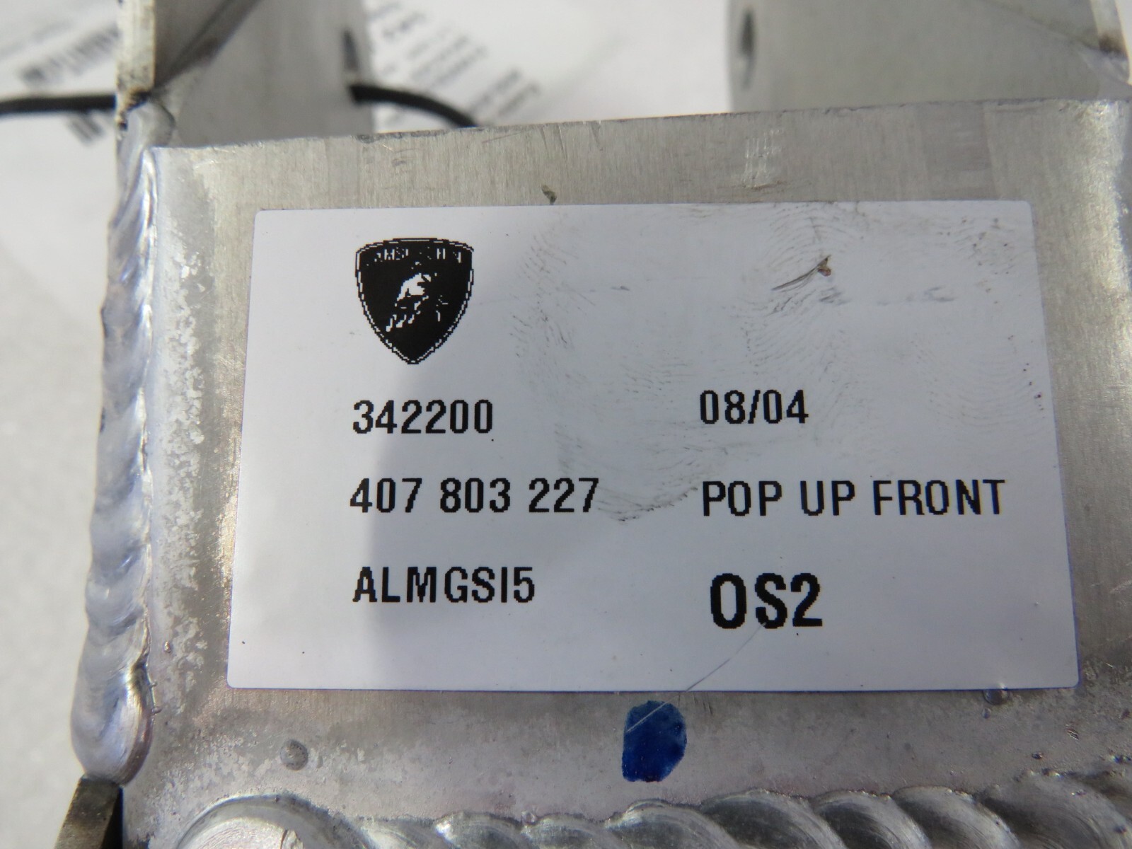 Lamborghini Gallardo, Spyder, LH, Left, Seat Belt Bracket, P/N 407803227