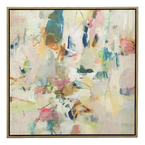 Uttermost Party Time Modern Canvas Fabric Framed Abstract Art in Multi-Color - Picture 1 of 4