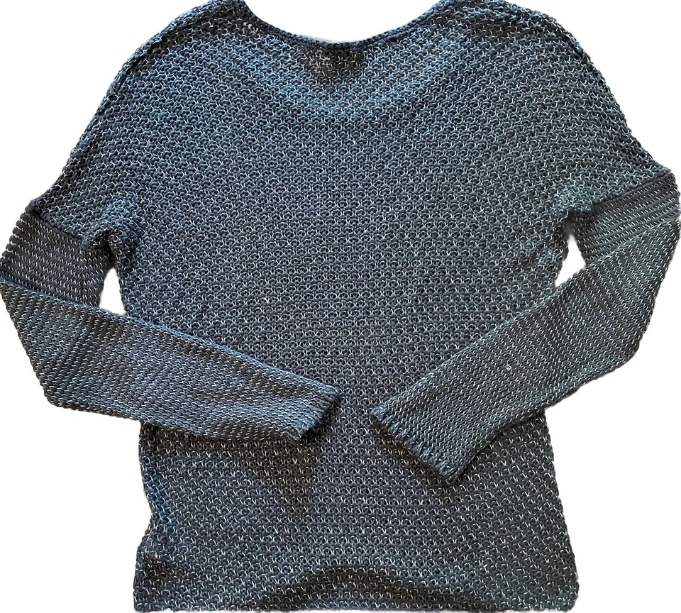 Suéter Pullover Helmut Lang Para Mujer Gris Diseñador Pequeño Tejido Abierto Lino Viscosa Foto 2 de 4