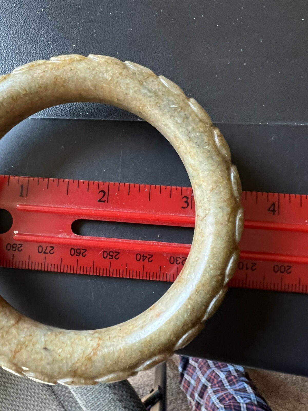 carved solid stone bangle bracelet #2 - image 2