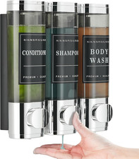 Shampoo and Conditioner Dispenser,Unisense Shower Soap Dispenser 3 Chamber No Dr