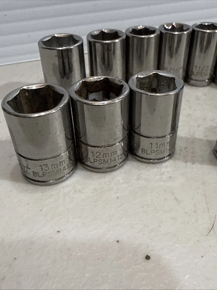 20 Piece Blue Point Metric And Sae Sockets Very Clean Blpsm Blps - Image 2 of 4