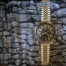 VTG 70s / 80s Oversized Wall Clock, Giant Gold Wristwatch Retro Décor 38" WORKS