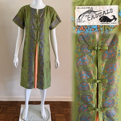 1960s Casuals Lahaina Maui Hawaii Pake Muu Dress Tropical Tiki Resort Luau VTG