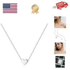 14K Gold Plated Cubic Zirconia Heart Necklace  Cute Dainty Love Pendant Neck...