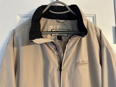 Budweiser Hooded Windbreaker Hooded Jacket King Of Beers Rain Gear Taupe, XL