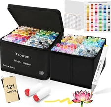 Taotree Alcohol Brush Markers 1 Count (Pack of 121), 121 Colors 