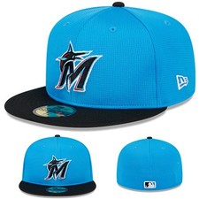 New Era Miami Marlins Fitted Hat MLB 24 Official Spring Training Teal 2 tone Cap