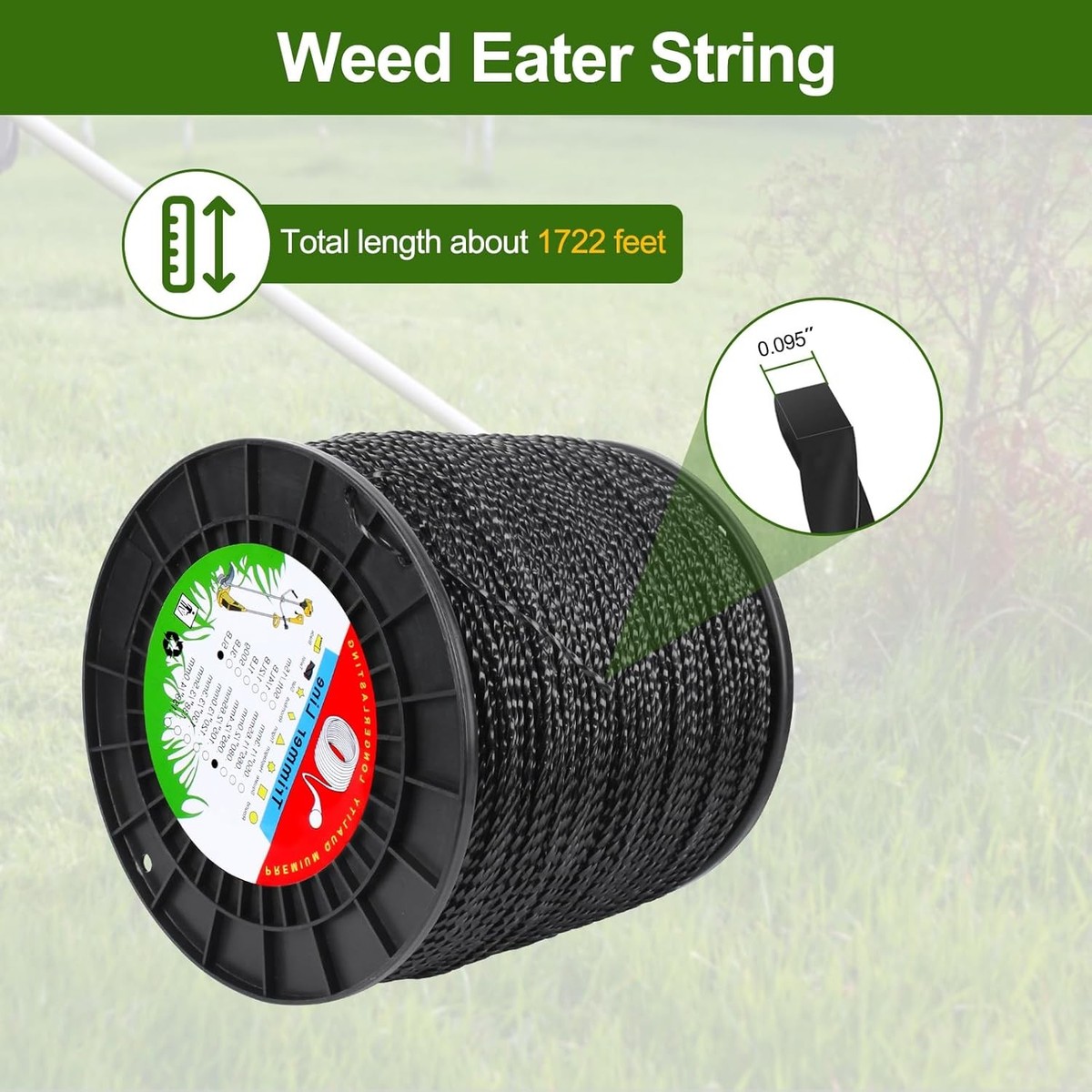 Weed Eater String .095, Replacement Echo Black Diamond Trimmer