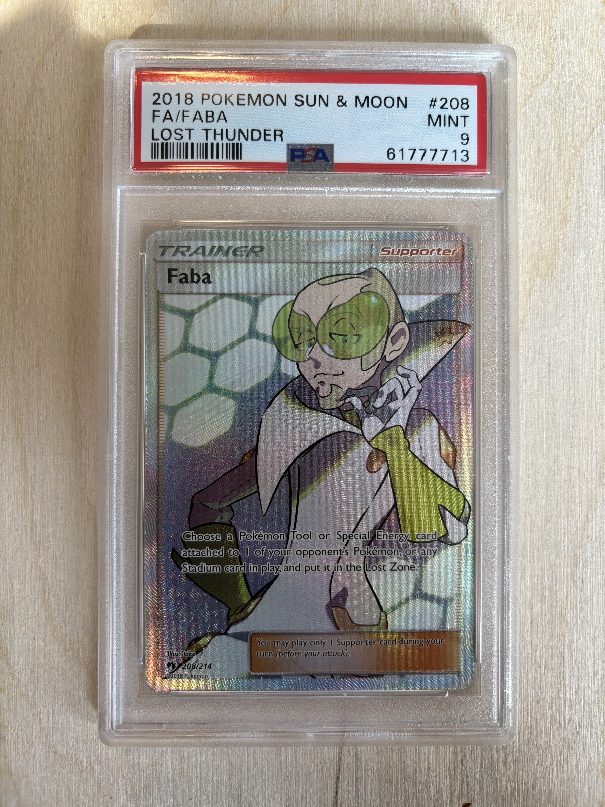 Faba 208/214 PSA 9 - Pokemon SM Lost Thunder 