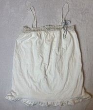 VTG Victoria s Secret White Cotton Slip Lace Trim With Blue Ribbon Sz S Y2K