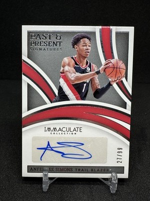 2021-22 Panini Immaculate Anfernee Simons #IPP-ASP PAST & Present Autograph /99