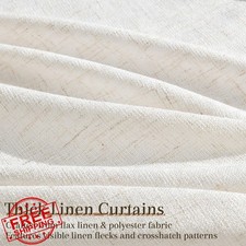 Cream Farmhouse Pinch Pleated Curtains 90" 2 Panels Linen Semi Sheer